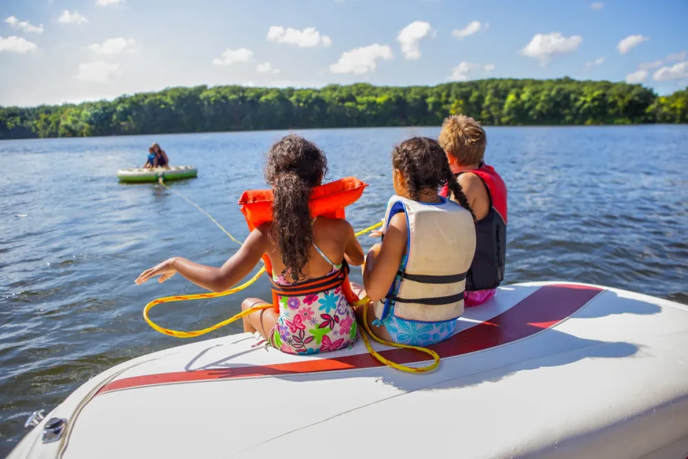 Children playing near Kinbasket Lake Resort area
